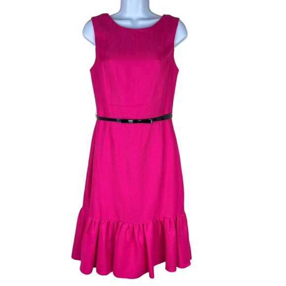 kate spade Dresses & Skirts - Kate Spade Center Stage Gulabi Slub Weave Dress Ruffle Bow Belt Pink Size 4